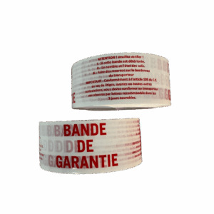 Adhésif blanc silencieux bande de garantie rouge 48x100ml 28µ 22gr